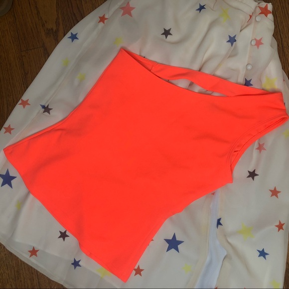 NYLON APPAREL neon orange one shoulder cut out top - Picture 3 of 4